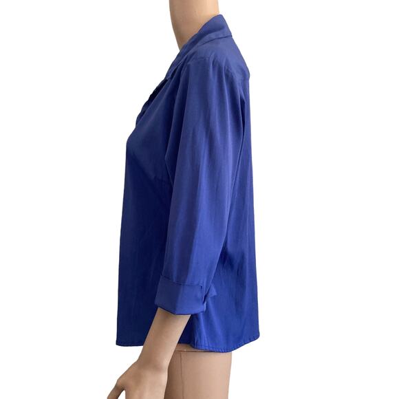 Paul Harris Design Blouse Womens Large Button Front Lightweight Blue - Picture 4 of 8